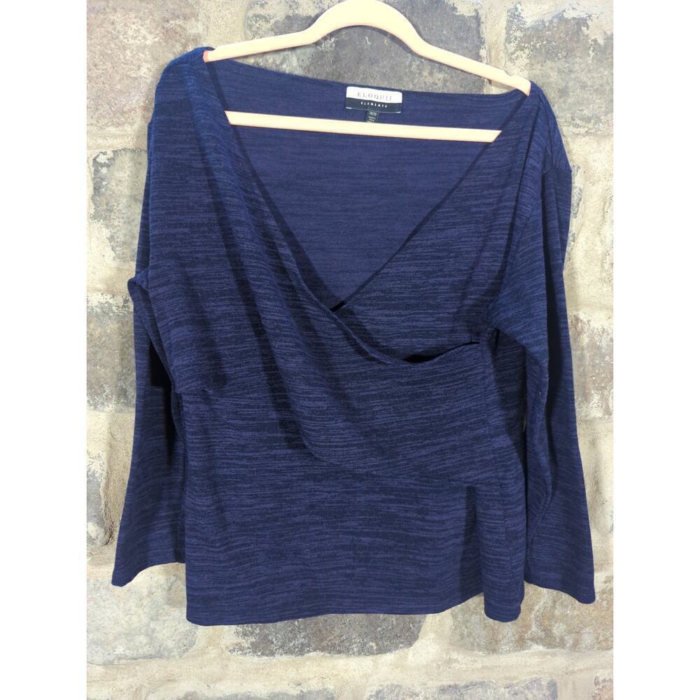 Eloquii Elements Top Woman's 18/20 Blue Surplus Knit Sweater Office Career